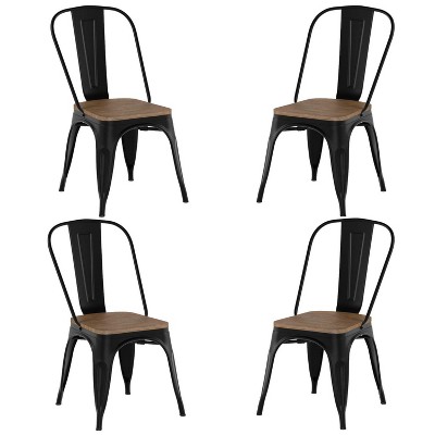 ADILE 18 Inch Classic Iron Metal Dining Chair Set of 4
