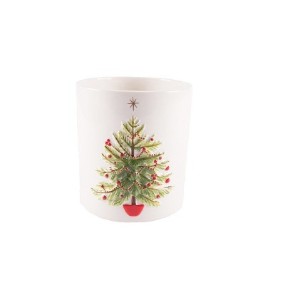 C&F Home XmasTree Handpaint Container W/Gold
