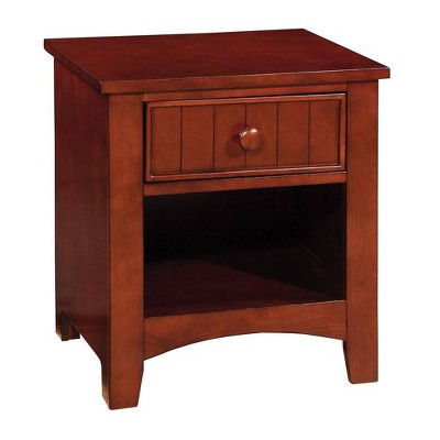 Mereu 1 Drawer Nightstand Cherry - HOMES: Inside + Out: Bedside Storage, Open Shelf, No Assembly Required