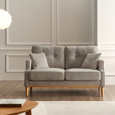 Loveseats 2 Seater Sofa For Primary Living Space , Bed Room, Office, waterproof fabric , USB Charge Port , 2 Pillows,Wood Legs