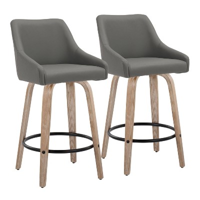 LumiSource Set of 2 Hannah Counter Height Barstools Dark Gray