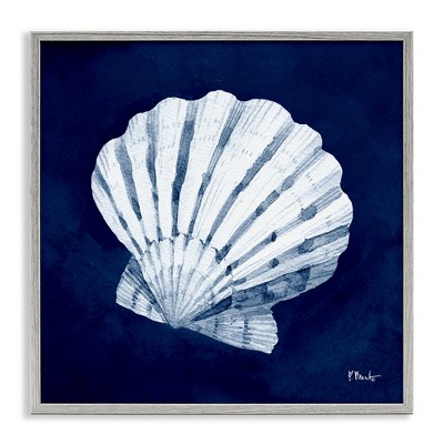 Stupell Industries Cyanotype Shells Traditional Scallop Black Framed Giclee Art
