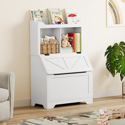 Whizmax Bookshelf for Kids, Wooden Book Display, Kids Bookshelf and Toy Storage, Children Book Rack Bookcase Toybox Combo for Bedroom & Nursery