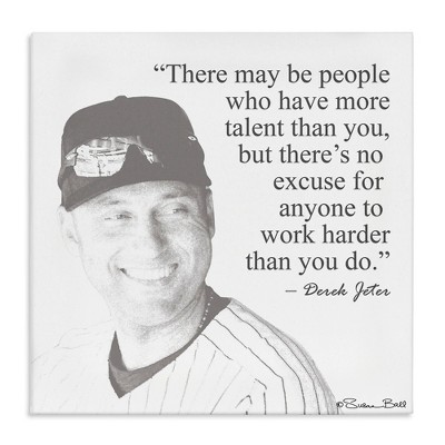 Stupell Industries Work Hard Derek Jeter Quote Canvas Wall Art