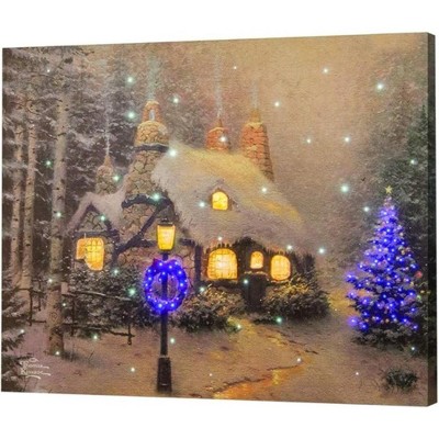 Manual Woodworkers and Weavers Stonehearth Hutch Kin Wall Art – Rustic Multicolor Country Scene on Stretched Canvas