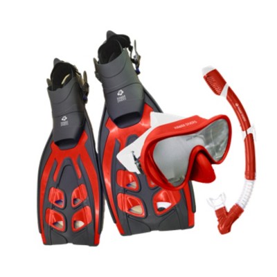 Hawaii Divers Deep Sea Adult Snorkel Set – Red (Unisex) - S/M