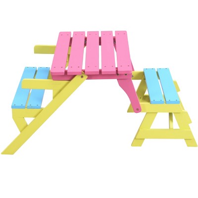 Yinvani Colorful Wood Multifunctional Children's Armchair with Integrated Table and Chair