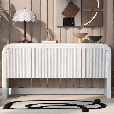 MDF Console Table with Painted Finish, 4 Doors, Adjustable Shelves and Pine Frame, Stylish Entryway Cabinet