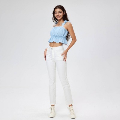 Women's Lace Trim Cropped Cami Top - Wild Fable™ Light Blue