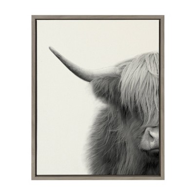 Sylvie Highland Cow Crop Framed Canvas Wall Art by The Creative Bunch Studio Gray - Kate and Laurel