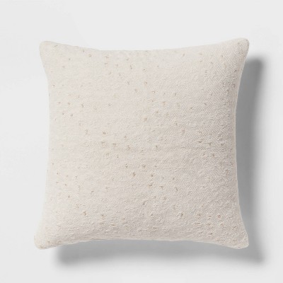 18"x18" Luxe Leopard Jacquard Square Decorative Pillow Ivory - Threshold™: Cotton Fabric, Indoor Use, Polyester Filled