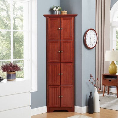 Okak Corner Cabinet Kitchen Pantry Storage Cabinet with 8 Doors and Shelves, Tall Cabinet for Bathroom, Living Room, Kitchen