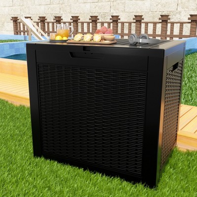INFURNIC 30 Gal  Deck Boxes, Portable Storage with Waterproof Function for Storage Patio Furniture, Garden Tools, All Weather Use, Black, 22"*21"*17"