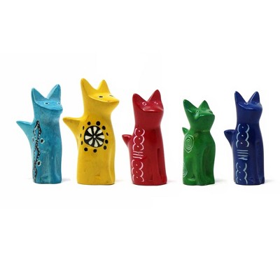 Slickblue Set of 5 Hand-Carved Colorful Soapstone Animals – 2-Inch Tall Whimsical Decor for Small Spaces