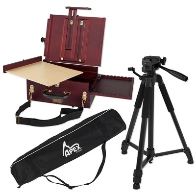 SoHo Urban Artist Pochade Box & Creative Mark Apex Camera Tripod – Portable Adjustable Paint Easel and Storage Organizer for Plein Air Artists &
