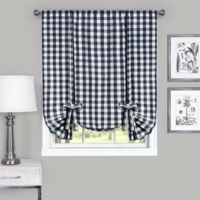 GoodGram Buffalo Check Plaid Gingham Tie Up Window Single Curtain Shade