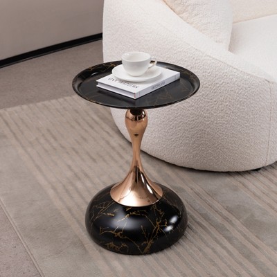 Gulches Mermaid Tail End Coffee Table Round Side Table Modern Metal Pedestal Table