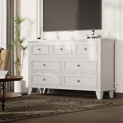 3/6/7 Drawer Dresser,  Wooden Storage Chest with Exquisite Metal Handles, Large Drawer Organizer for Bedroom, Living Room
