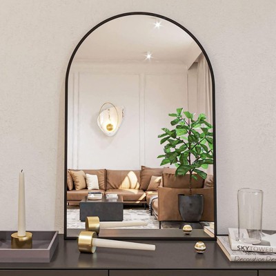 FONTOI 32" Arched Bathroom Vanity Mirrors for Wall, Dressing Mirror for Bathroom Living Room Bedroom, Black, 24"*1.1"*36"