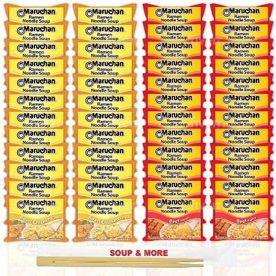 Maruchan Ramen Instant Noodle Soup - 2 Flavors - 24 Packs Roast Chicken & 24 Packs Beef