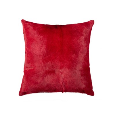 HomeRoots 18" Wine Cowhide Throw Pillow