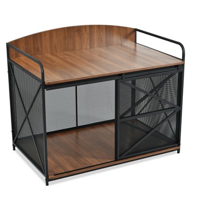APRILSOUL 42.8in Heavy Duty Large Dog Crate Furniture for Large Medium Dog, Farmhouse Wooden Dog Kennel Indoor End Table