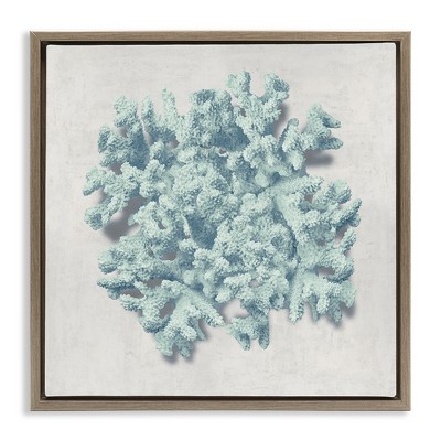 Stupell Industries Coral Blue Sea Beach Design Black Framed Floater Canvas Wall Art