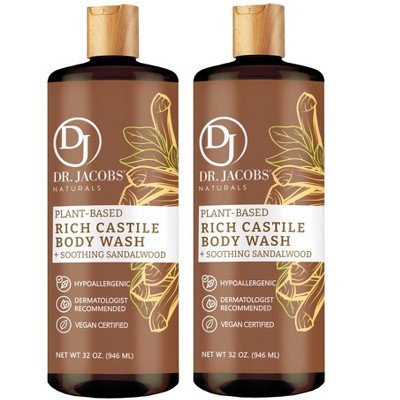 DR.JACOBS NATURALS All Natural Plant Based Castile Sandalwood Body Wash-Hypoallergenic-Dermatologist Tested