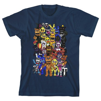 Five Nights At Freddy's Character Group Art Boy's Navy Blue T-shirt
