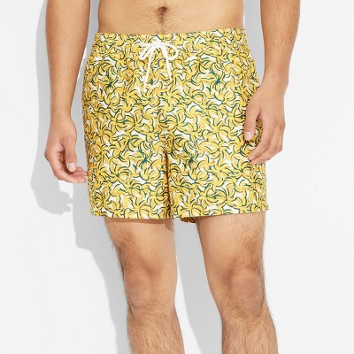 Men's 5" Banana Print Swim Trunks - Original Use™ Yellow