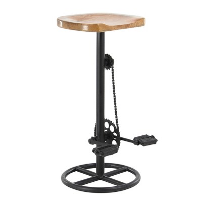 Olivia & May Industrial Metal Bar Height Stool Brown: Kitchen Seating, Pedal-Inspired Design, No Assembly Required