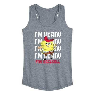 Women's - SpongeBob SquarePants - I'm Ready for Baseball Graphic Racerback Tank