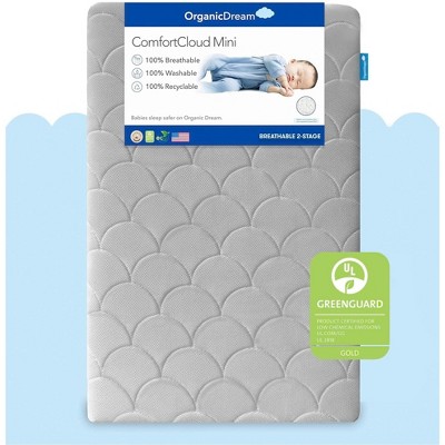 Organic Dream ComfortCloud Mini Crib Mattress in Moonlight Grey