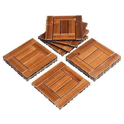 VINGLI Interlocking Deck Tiles, Anti-Slip Wood Tiles for All Weather, Outdoor Flooring for Patio, Poolside, 11.8”x11.8”