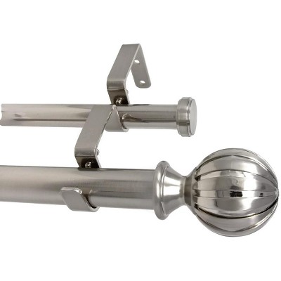 Urbanest Fluted Ball Flat Button 1-inch 3-4 inch Double Drapery Curtain Window Rod Set