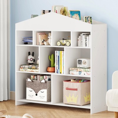 COZONY  41" Toy Storage Organizer, 9-Cubby Wooden Kids Bookshelf & Bookcase, Sturdy Toy Shelf Cabinet for Playroom, Nursery, Kids Room