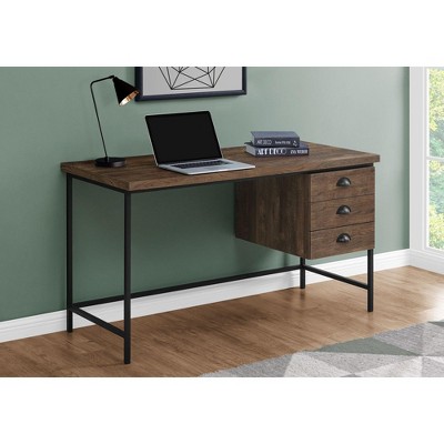 NicBex 55" L Home Office Desk Modern Computer Desk with 3 Drawers and Metal Base for Office, Study