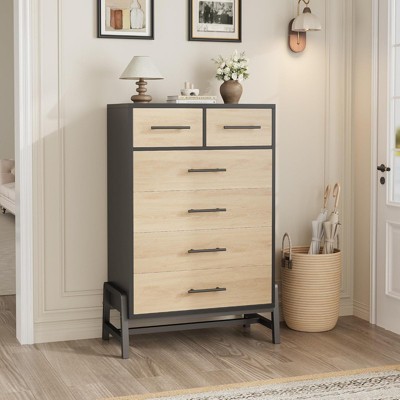7-Drawer Dresser for Bedroom, 52" Wide Freestanding Wooden Chest, Closet Storage Organizer for Living Room, Hallway, or Entryway