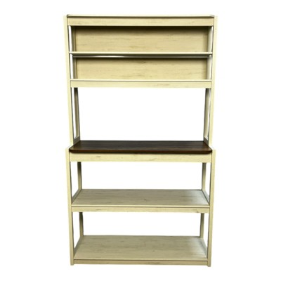 FONTOI 39.37" 5-Tier Bakers Rack for Kitchen with Storage, Coffee Bar, Kitchen Shelves, Brown&White, 15.75"*66.93"*39.37"