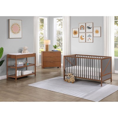 PAGED 3 in 1 Crib Wooden Convertible Baby Bed Frame with Panel, Adjustable Mattress Heights for Bedroom