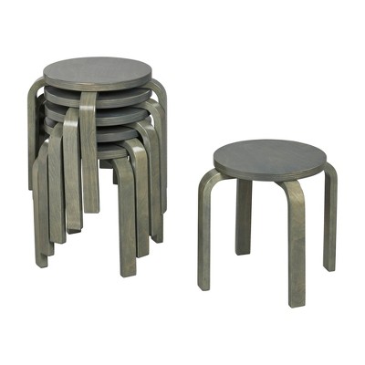 ECR4Kids Bentwood Stackable Stools, 6-Piece