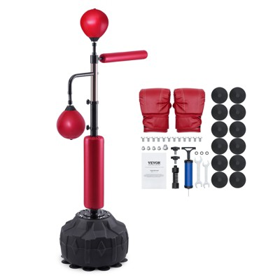 VEVOR Boxing Speed Trainer,Punching Bag with Stand, Reflex Boxing Bag for Teens & Adults, Height Adjustable Free Standing Strike Bag Set with Gloves