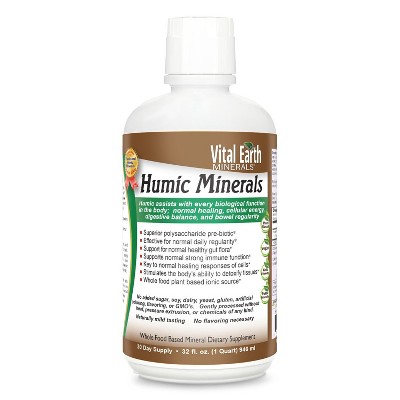 Vital Earth Minerals Fulvic Minerals Liquid, 70+ Trace Minerals, Electrolytes, Fulvic Acid Minerals For Cellular Detox, Wellness, 32 Fl Oz