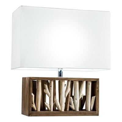 Modern Home Nautical Driftwood Wood Box Table Lamp - Large