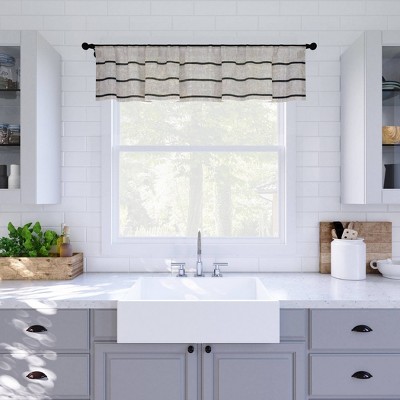14"x52" Twill Striped Anti Dust Sheer Cafe Window Valance - Clean Window