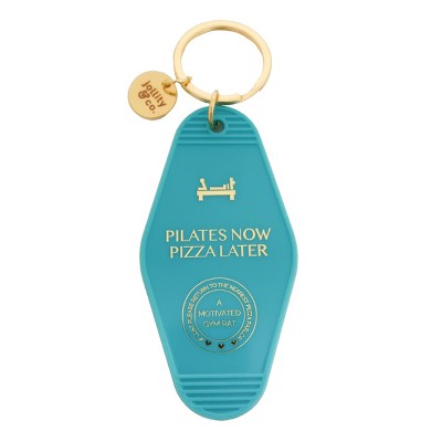 Jollity & Co. - Pilates Now Pizza Later Keychain -  Pack of 1 Plastic Key Chain
