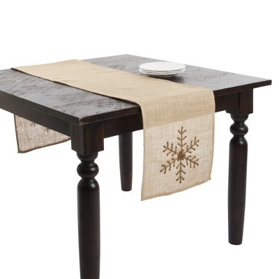 Saro Lifestyle Beaded Snowflake Design Table Runner