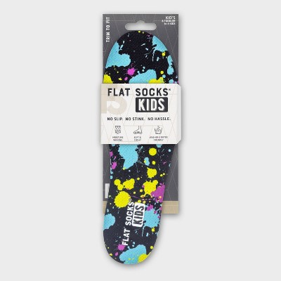 Kids' FLAT SOCKS No Show Cushioned Socks - One Size Fits Most Paint Splatter: Trim to Size, Foot Odor Control