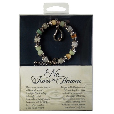 Dicksons 35-8090 No Tears In Heaven Teardrop One Size Genuine Beaded Stone Women's Charm Stretch Bracelet