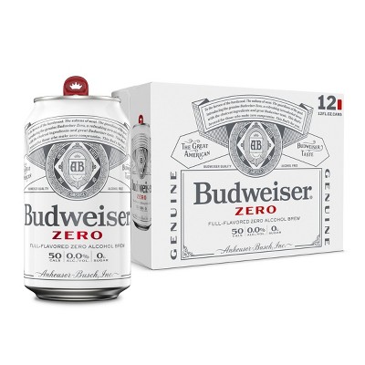 Budweiser Zero Non-Alcoholic American Lager Beer - 12pk/12 fl oz Cans
